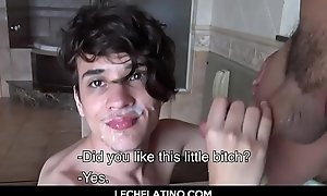 Hottest Latin boy gets facial cumshot from older daddy-LECHELATINO.COM