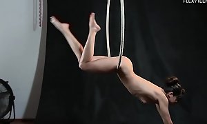 Masquerading gymnast Agnes Feher
