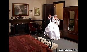 Newly tie the knot bride acquires pressed nasty dp fuck