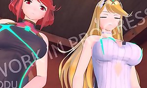 Pyra and Mythra sexy fun hentai sex 3some (by NODU)