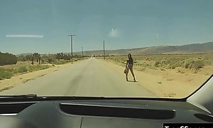 Transsexual hitchhiker fucked in the ass