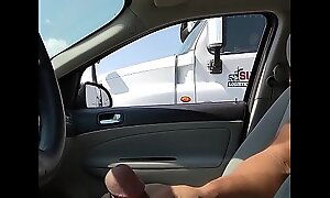 Trucker filming me stroking