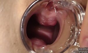 sexy nurse riki gyno speculum play gaping ginger pussy with closeups of pussy walls