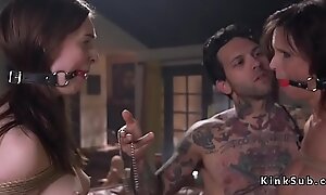 Inked guy anal punishes mom and teen