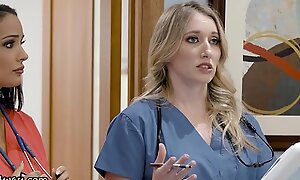 Girlsway Hot Rookie Nurse With Obese Knockers Has A Wet Pussy Formation With Her Superior